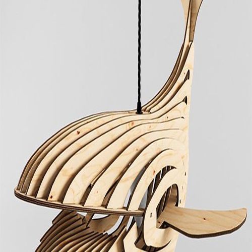 طرح چراغ نهنگ دکوراسیون نور برش لیزری - whale lamp decor light laser cut - برای دستگاه CNC چوب و لیزر (سی ان سی)