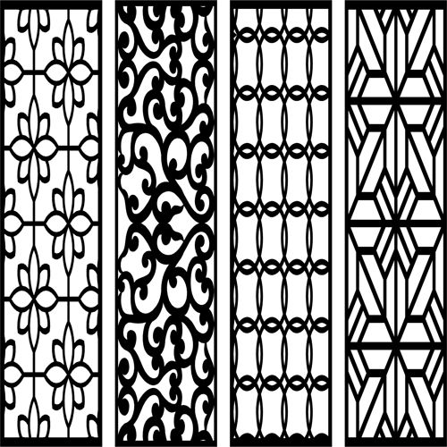 طرح شابلون پنجره گلدار شبکه‌ای دایره ای پانل‌ها برای برش لیزری - window floral lattice stencil circular panels set for laser cut ve - برای دستگاه CNC چوب و لیزر (سی ان سی)