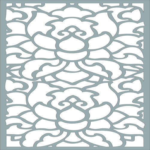 طرح شابلون پنجره گلدار شبکه‌ای برای برش لیزری - window floral lattice stencil design for laser cut ve - برای دستگاه CNC چوب و لیزر (سی ان سی)