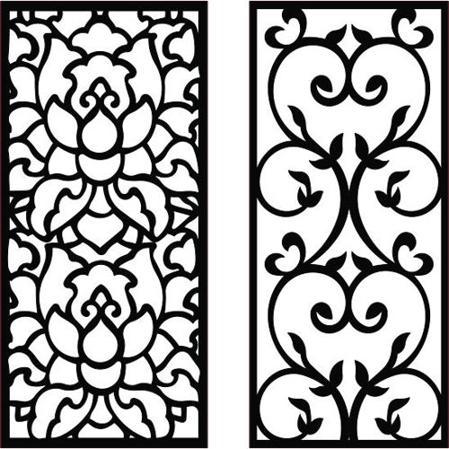 طرح پنجره گل شبکه استنسیل پانل برای برش لیزر - window floral lattice stencil panels for laser cut ve - برای دستگاه CNC چوب و لیزر (سی ان سی)