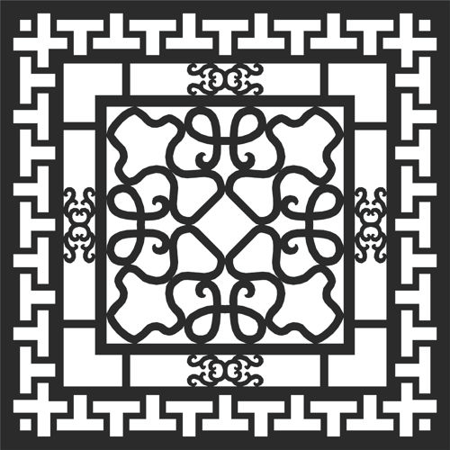 طرح شابلون گل مشبک پنجره درز برای برش لیزر - window floral lattice stencil seamless design for laser cut ve - برای دستگاه CNC چوب و لیزر (سی ان سی)