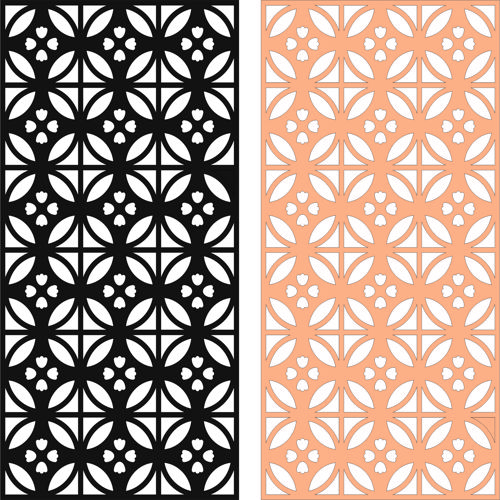 طرح پنجره گل شبکه استنسیل درز صفحه پنل برای برش لیزر - window floral lattice stencil seamless screen panel for laser cut ve - برای دستگاه CNC چوب و لیزر (سی ان سی)