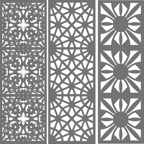 طرح گلدار یکپارچه پنل پنجره برای برش لیزری - window grill panel floral seamless pattern for laser cutting - برای دستگاه CNC چوب و لیزر (سی ان سی)