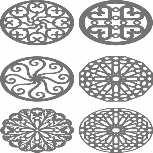طرح الگوهای گرد پنجره حفره دار برای برش لیزری - window grill round patterns set for laser cutting - برای دستگاه CNC چوب و لیزر (سی ان سی)