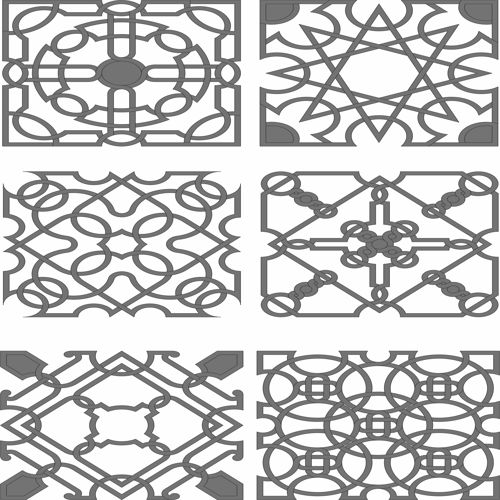 طرح مجموعه پنل‌های درز حفاظ پنجره برای برش لیزری قاب - window grill seamless panels set for laser cut ve - برای دستگاه CNC چوب و لیزر (سی ان سی)