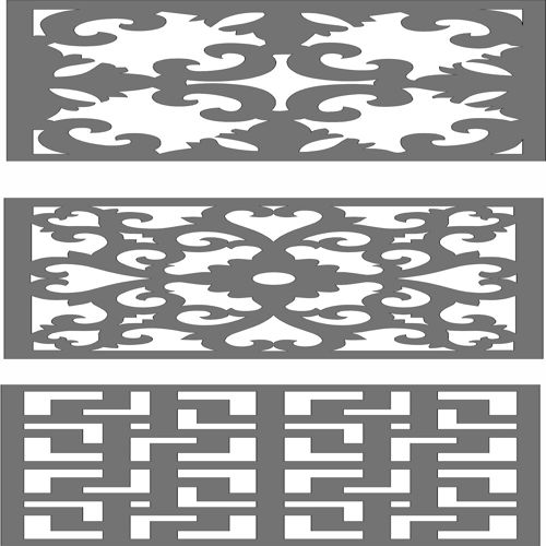 طرح مجموعه پنل‌های صفحه نمایش درز پنجره جالی برای برش لیزری روکش - window jali seamless screen panels set for laser cut ve - برای دستگاه CNC چوب و لیزر (سی ان سی)