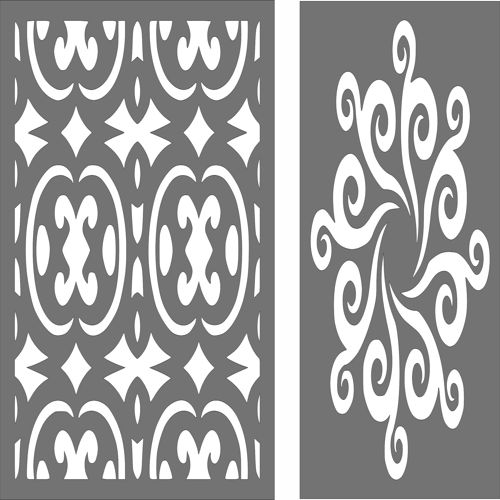 طرح مجموعه پنل‌های پنجره مشبک گلدار درز برای برش لیزری قاب - window lattice floral seamless panels set for laser cut ve - برای دستگاه CNC چوب و لیزر (سی ان سی)
