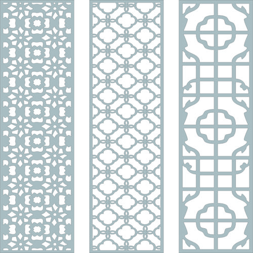 طرح مجموعه پنجره شبکه‌ای گلدار درز برای برش لیزری - window lattice floral seamless set for laser cut ve - برای دستگاه CNC چوب و لیزر (سی ان سی)