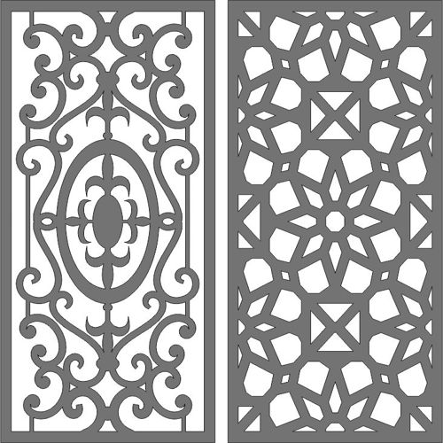 طرح پارتیشن پنجره درز گلدار صفحه پانل مجموعه برای برش لیزری - window partition seamless floral screen panels set for laser cutting - برای دستگاه CNC چوب و لیزر (سی ان سی)