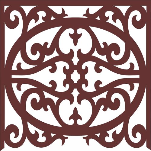 طرح گل گلدان یکپارچه هنری برای برش لیزر - window screen floral seamless art for laser cutting - برای دستگاه CNC چوب و لیزر (سی ان سی)