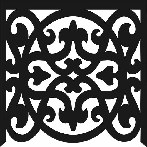 طرح الگوی گلدار درز برای برش لیزری روی پنجره - window screen floral seamless pattern for laser cutting - برای دستگاه CNC چوب و لیزر (سی ان سی)