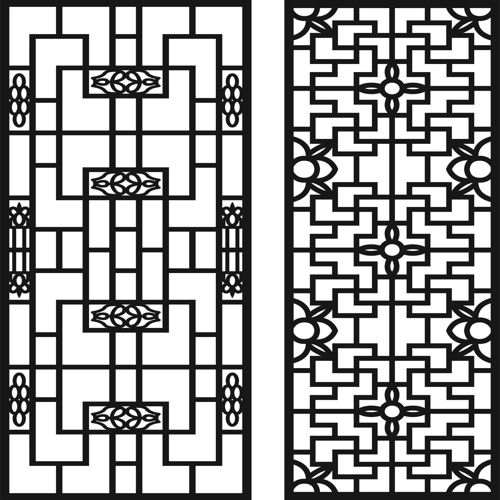 طرح‌های جداکننده‌ی درز توری پنجره برای برش لیزری روکش - window screen lattice seamless separator designs set for laser cut ve - برای دستگاه CNC چوب و لیزر (سی ان سی)