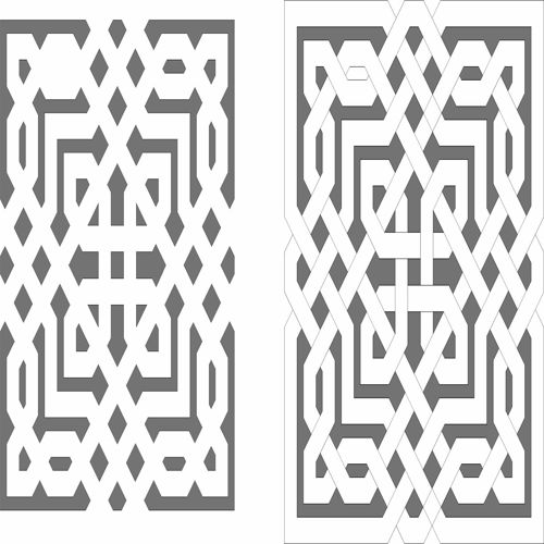 طرح الگوهای شبکه‌ای گلدار درز پنجره - window seamless floral lattice patterns set - برای دستگاه CNC چوب و لیزر (سی ان سی)