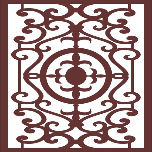 طرح پنجره درز گل روی صفحه الگوی cnc برش لیزری - window seamless floral screen pattern cnc laser cutting - برای دستگاه CNC چوب و لیزر (سی ان سی)