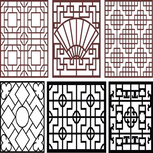 طرح مجموعه پنجره درز گلدار برای برش لیزری - window seamless floral screens collection for laser cutting - برای دستگاه CNC چوب و لیزر (سی ان سی)