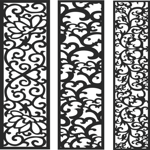 طرح پنجره درز شبکه عمودی ستون الگو - window seamless lattice vertical column pattern - برای دستگاه CNC چوب و لیزر (سی ان سی)