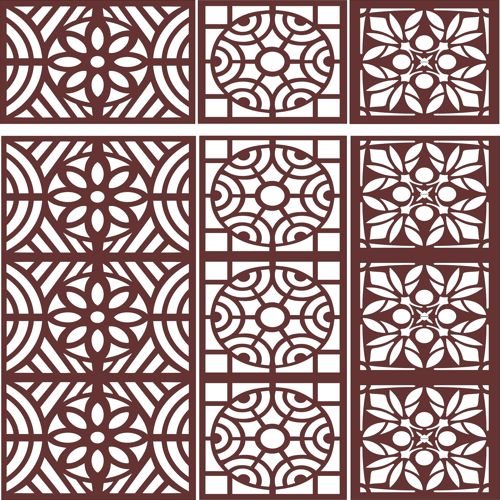 طرح مجموعه پنل‌های صفحه درز پنجره برای برش لیزری - window seamless screen panels collection for laser cutting - برای دستگاه CNC چوب و لیزر (سی ان سی)