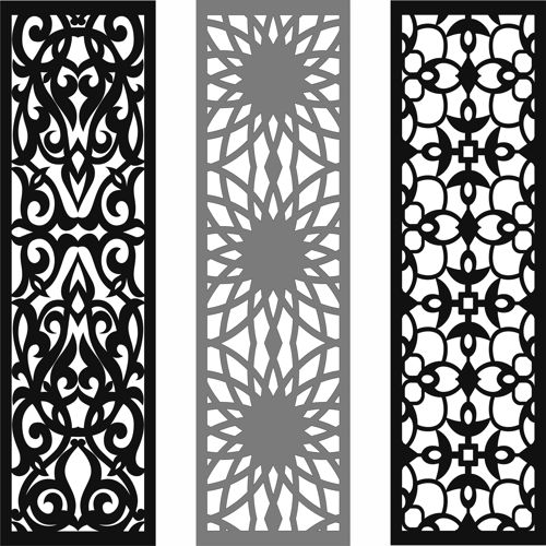 طرح مجموعه الگوهای پنجره درز برای برش لیزری روکش - window seamless screen patterns collection for laser cut ve - برای دستگاه CNC چوب و لیزر (سی ان سی)