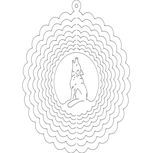 طرح چرخنده باد گرگ - wind spinner wolf - برای دستگاه CNC چوب و لیزر (سی ان سی)