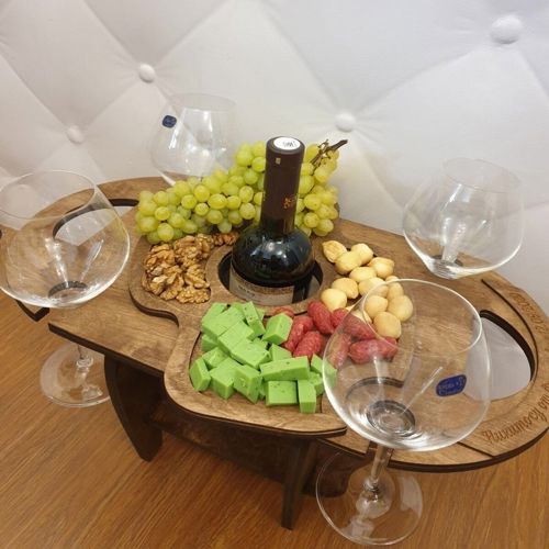 طرح میز نوشابه برای برش لیزری - wine bottle glass holder wine table for laser cutting ve - برای دستگاه CNC چوب و لیزر (سی ان سی)