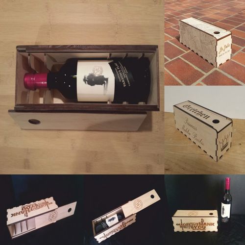 طرح جعبه نگهدارنده بطری نوشابه جعبه هدیه - wine bottle holder box gift box ve - برای دستگاه CNC چوب و لیزر (سی ان سی)