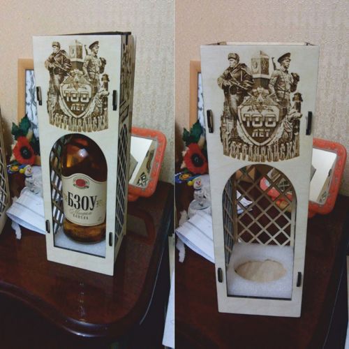 طرح جعبه نوشابه با حکاکی لیزری جعبه هدیه - wine box with laser engraving gift box ve - برای دستگاه CNC چوب و لیزر (سی ان سی)