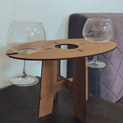 طرح میز نوشابه بطری نوشابه و نگهدارنده لیوان برای برش لیزری - wine table wine bottle and glass holder for laser cut ve - برای دستگاه CNC چوب و لیزر (سی ان سی)