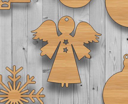 طرح تزیین درخت کریسمس چوبی فرشته لیزری - wooden angel christmas tree decoration laser cut ve - برای دستگاه CNC چوب و لیزر (سی ان سی)