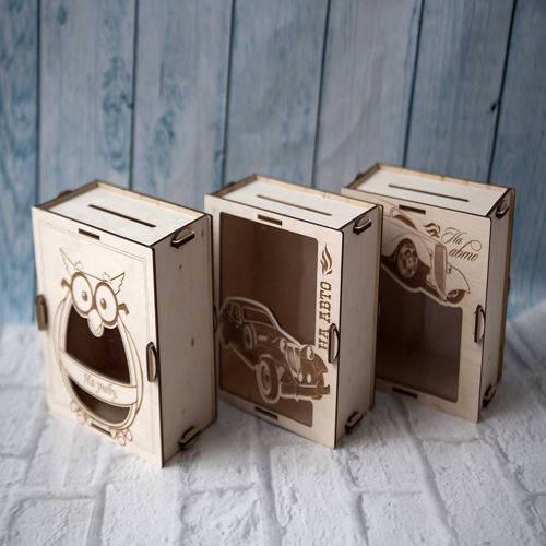 طرح جعبه بانکی چوبی - wooden bank box ve - برای دستگاه CNC چوب و لیزر (سی ان سی)