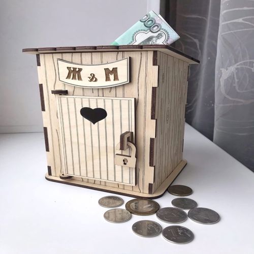طرح توالت فرنگی طرح روستایی بانک چوبی برش لیزری - wooden bank country toilet laser cut ve - برای دستگاه CNC چوب و لیزر (سی ان سی)