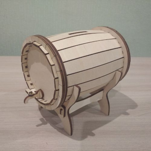 طرح بانک پول بشکه چوبی برای برش لیزری - wooden barrel money bank for laser cut ve - برای دستگاه CNC چوب و لیزر (سی ان سی)