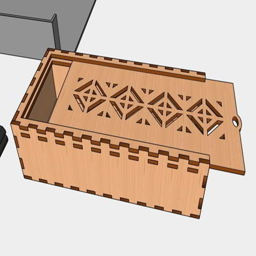 طرح جعبه چوبی با درب کشویی جعبه جواهرات برش لیزری - wooden box with slide lid laser cut jewelry box - برای دستگاه CNC چوب و لیزر (سی ان سی)