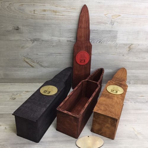 طرح جعبه کادویی چوبی به شکل گلوله برای برش لیزری قاب - wooden bullet shaped gift box for laser cut ve - برای دستگاه CNC چوب و لیزر (سی ان سی)