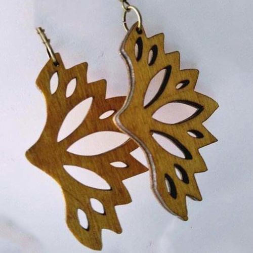 طرح گوشواره‌های چوبی طرح پروانه‌ای لیزری - wooden butterfly earrings design laser cut - برای دستگاه CNC چوب و لیزر (سی ان سی)