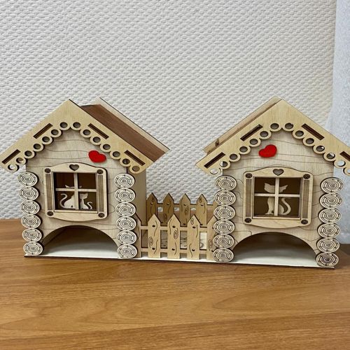 طرح خانه گربه چوبی برش cnc - wooden cat house cnc cutting ve - برای دستگاه CNC چوب و لیزر (سی ان سی)