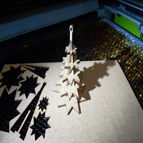 طرح قالب برش لیزری درخت کریسمس چوبی () - wooden christmas tree laser cutting template - برای دستگاه CNC چوب و لیزر (سی ان سی)