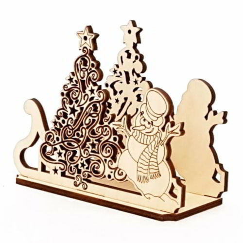 طرح آدم برفی درخت کریسمس چوبی جا دستمال لیزر - wooden christmas tree snowman napkin holder laser cutting ve - برای دستگاه CNC چوب و لیزر (سی ان سی)