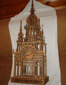 طرح برج ساعت چوبی برای برش لیزری - wooden clock tower for laser cut - برای دستگاه CNC چوب و لیزر (سی ان سی)