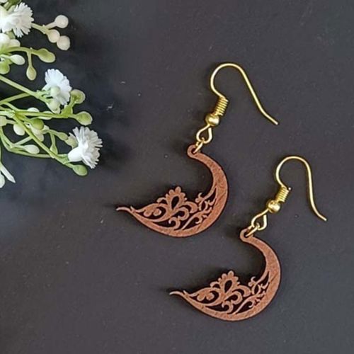طرح گوشواره چوبی شکل چوبی قالب جواهرات چوبی لیزر - wooden c shape wooden earring design wood jewelry template laser cut - برای دستگاه CNC چوب و لیزر (سی ان سی)