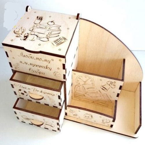 طرح میز سازماندهی میز حکاکی شده چوبی لیزر - wooden decorative engraved desk organizer laser cut ve - برای دستگاه CNC چوب و لیزر (سی ان سی)