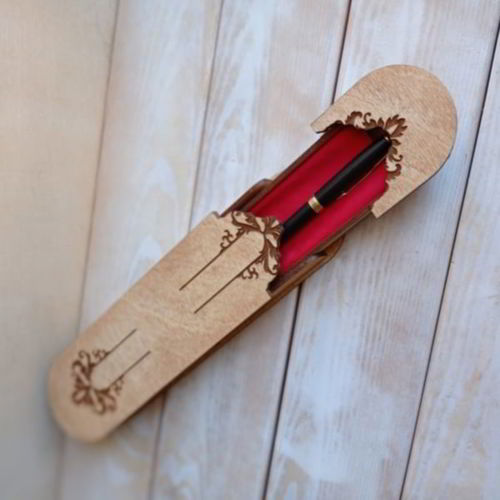 طرح جا قلمی تزئینی چوبی جعبه کادو با طرح حکاکی لیزر - wooden decorative pen case gift box with engraving design laser cut - برای دستگاه CNC چوب و لیزر (سی ان سی)