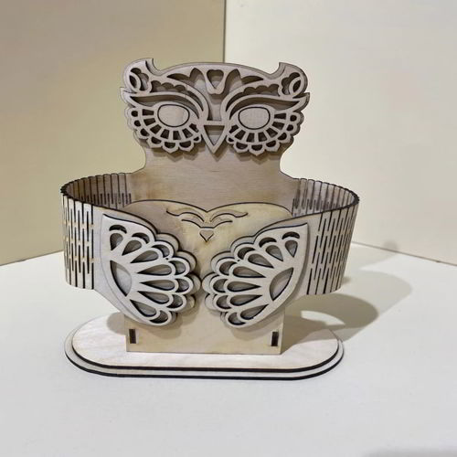 طرح میز چوبی سازماندهنده جغد رومیزی خودکار و مداد نگهدارنده لیزر - wooden desk organizer owl desktop pen and pencil holder laser cut - برای دستگاه CNC چوب و لیزر (سی ان سی)