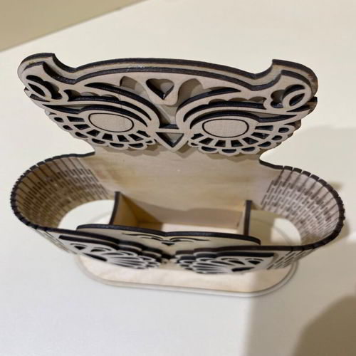 طرح میز چوبی سازماندهنده جغد رومیزی خودکار و مداد نگهدارنده لیزر - wooden desk organizer owl desktop pen and pencil holder laser cut ve - برای دستگاه CNC چوب و لیزر (سی ان سی)