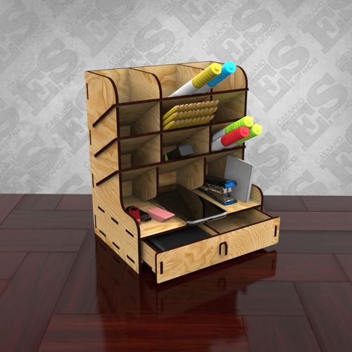 طرح wooden-desk-organizer-with-drawers-pen-holder-storage-box-for-laser-cut-ve