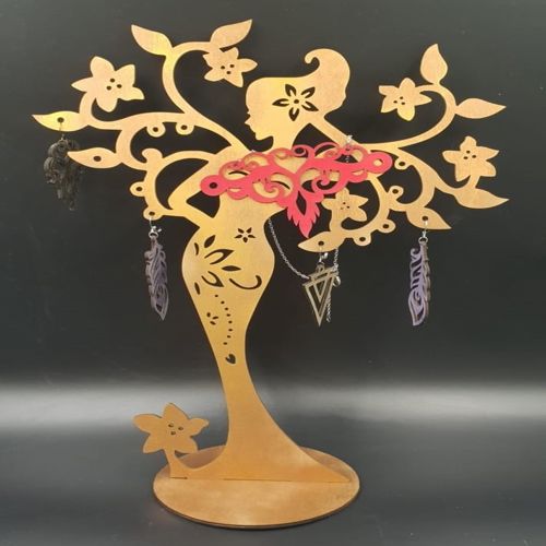 طرح پایه جواهرات خانم زیبا چوبی لیزری - wooden elegant lady jewellery stand laser cut ve - برای دستگاه CNC چوب و لیزر (سی ان سی)