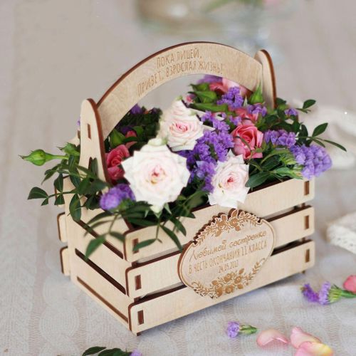 طرح سبد گل چوبی برای برش لیزری - wooden flowers basket for laser cut ve - برای دستگاه CNC چوب و لیزر (سی ان سی)