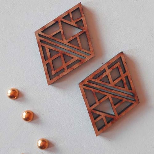 طرح گوشواره طرح هندسی چوبی لیزر - wooden geometric pattern earring design laser cut ve - برای دستگاه CNC چوب و لیزر (سی ان سی)