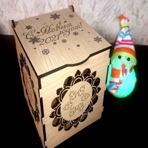 طرح جعبه کادو چوبی با درب برای کریسمس عروسی لیزری - wooden gift box with lid for christmas wedding laser cut ve - برای دستگاه CNC چوب و لیزر (سی ان سی)