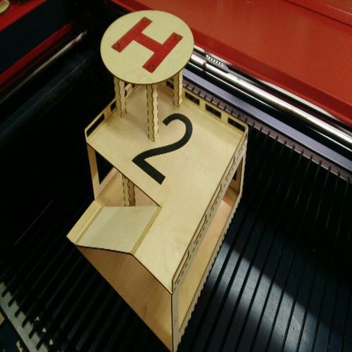 طرح پارکینگ هلی‌پورت چوبی رمپ پارکینگ برای برش لیزری خودرو - wooden heliport parking parking ramp for laser cut ve - برای دستگاه CNC چوب و لیزر (سی ان سی)