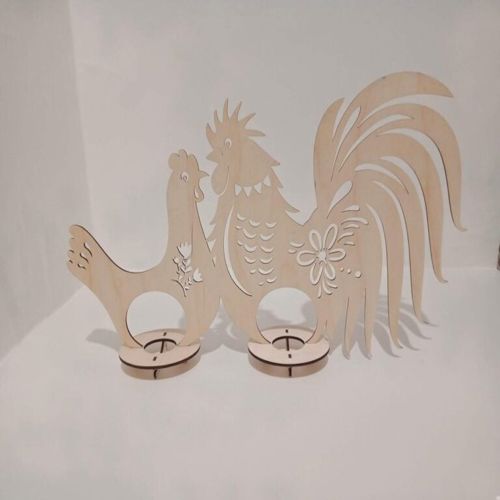 طرح قالب نگهدارنده تخم مرغ عید پاک چوبی مرغ و خروس برای برش لیزری - wooden hen rooster easter egg holder template for laser cut ve - برای دستگاه CNC چوب و لیزر (سی ان سی)